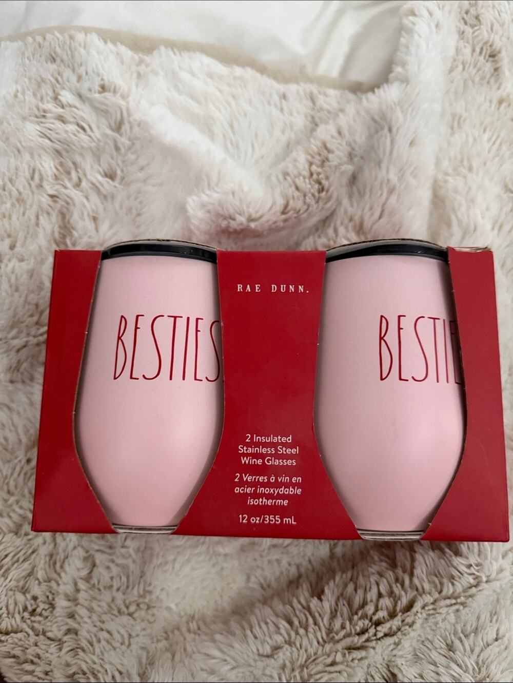 NWT | Rae Dunn | Set of 2 Insulated Stainless Steel "Besties" Wine Glass - Picture 1 of 4